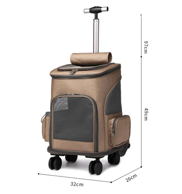 Dezkee 2-in-1 Rolling Trolley Pet Travel Backpack