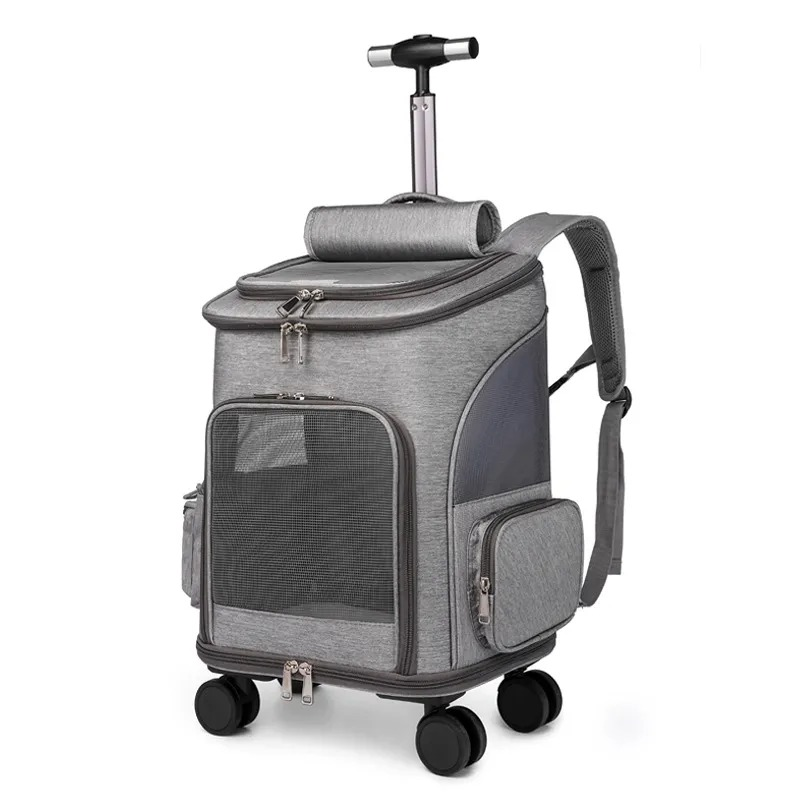 Dezkee 2-in-1 Rolling Trolley Pet Travel Backpack