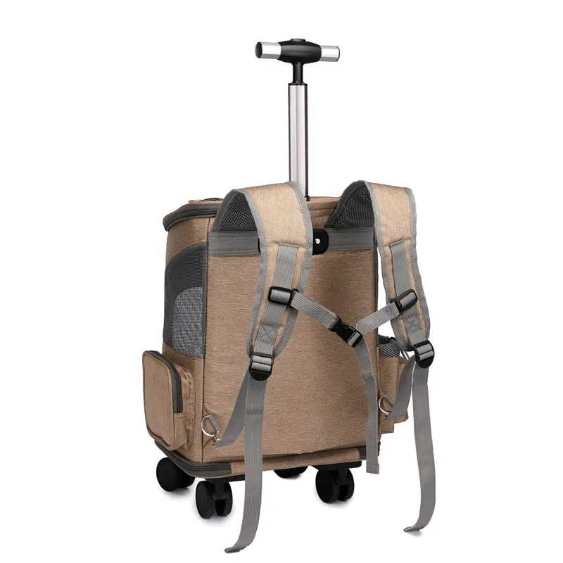 Dezkee 2-in-1 Rolling Trolley Pet Travel Backpack