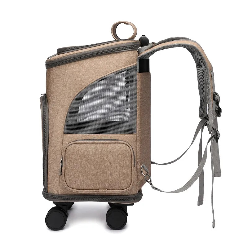 Dezkee 2-in-1 Rolling Trolley Pet Travel Backpack
