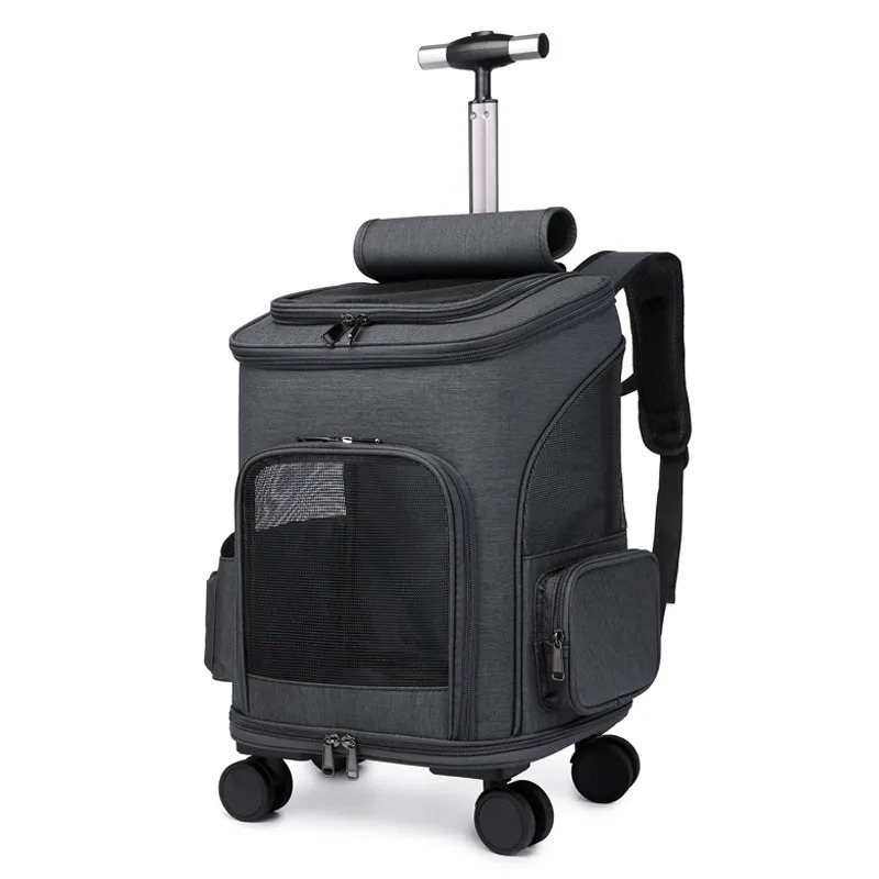 Dezkee 2-in-1 Rolling Trolley Pet Travel Backpack