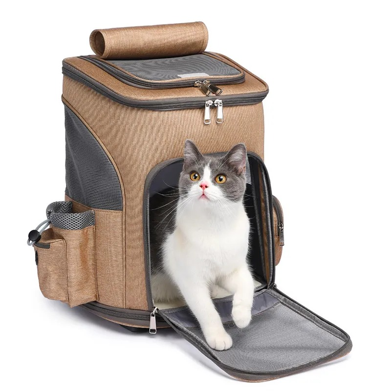Dezkee 2-in-1 Rolling Trolley Pet Travel Backpack