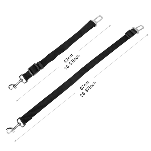 Dezkee Adjustable Pet Car Seat Belt Tether Straps (2-Pack)