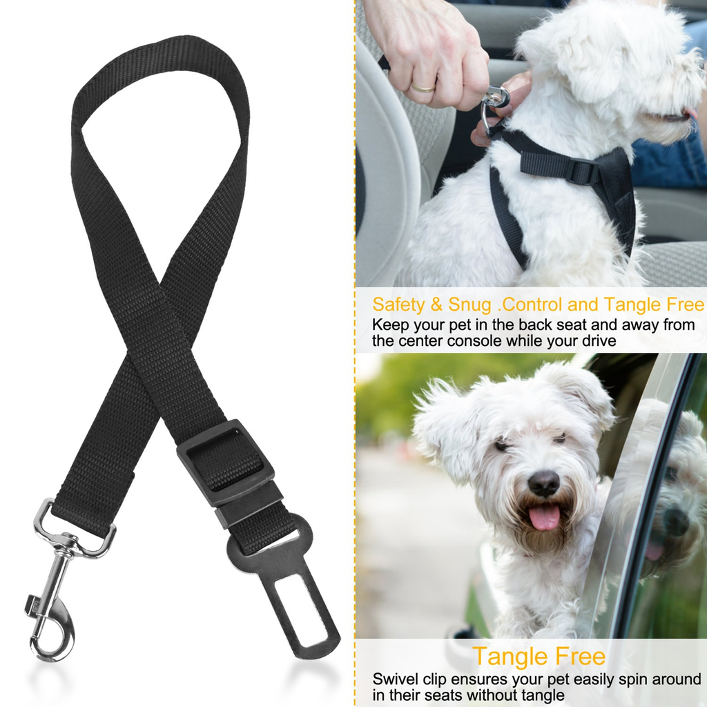 Dezkee Adjustable Pet Car Seat Belt Tether Straps (2-Pack)