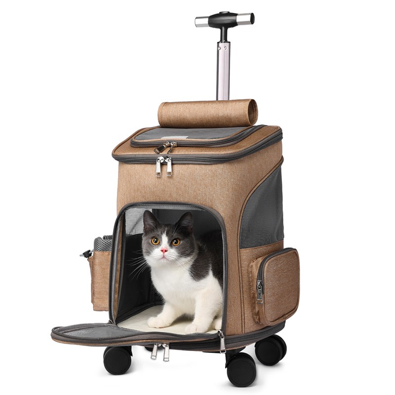 Dezkee 2-in-1 Rolling Trolley Pet Travel Backpack