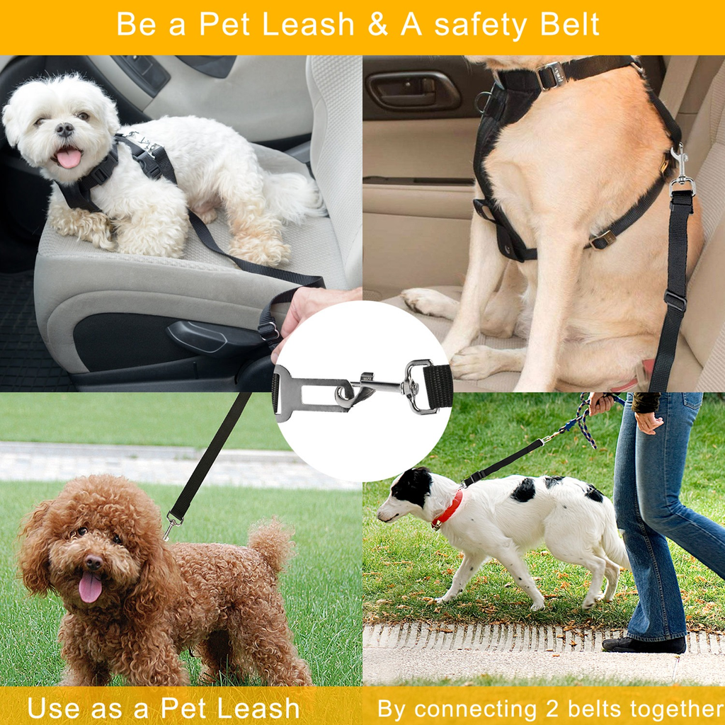 Dezkee Adjustable Pet Car Seat Belt Tether Straps (2-Pack)